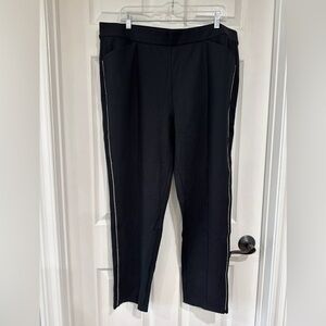Isaac Mizrahi Live! XL Regular Knit Ponte Pants with Rhinestone Pitch Black NEW